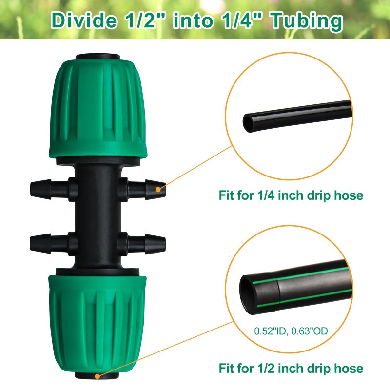 JAYEE 25 Pack Drip Irrigation Barbed Coupling Fittings (17mm) for 1/2" Drip Hose(0.600â€ID), Sprinkler Tubing Connector for Drip System - Image 2